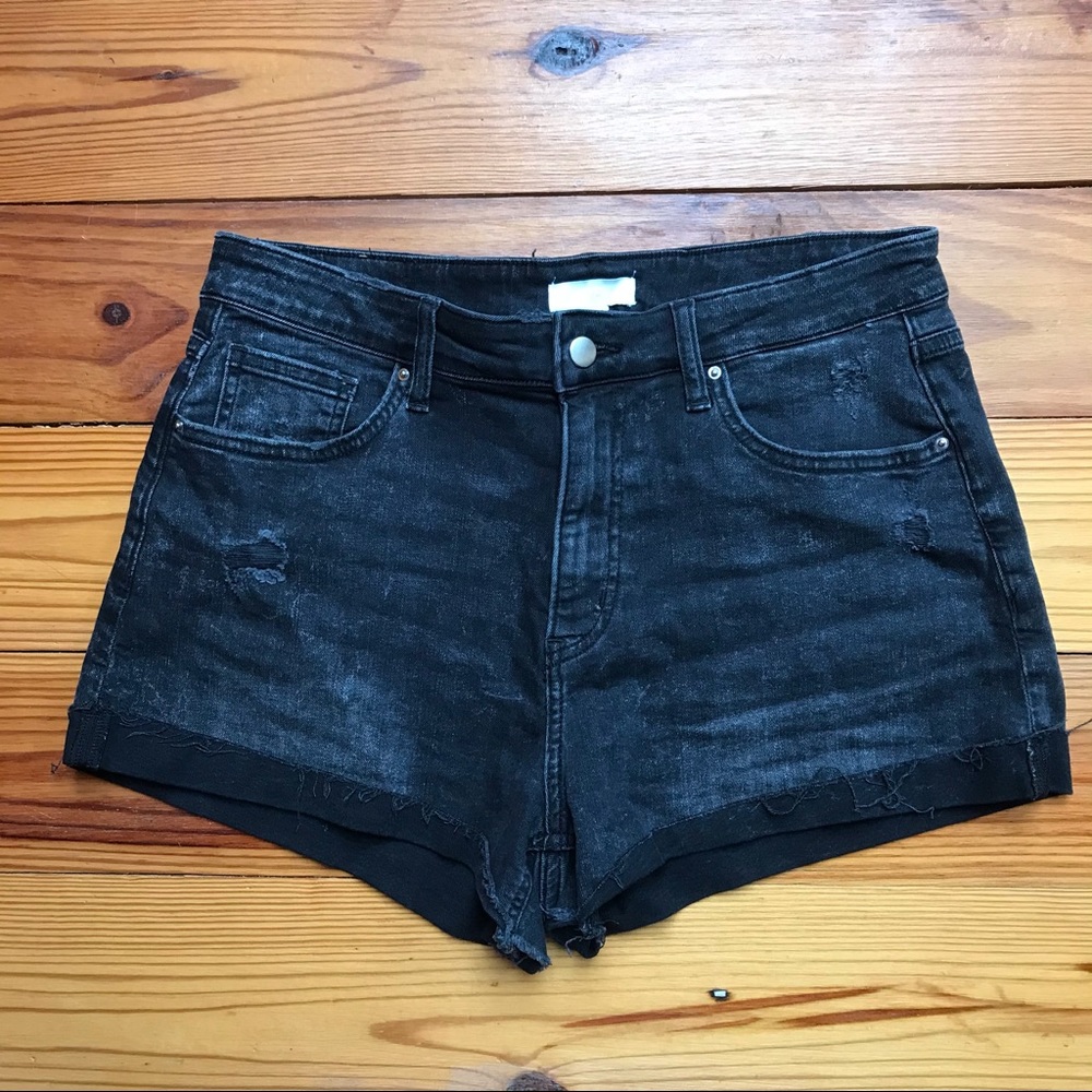 H&M Black Distressed Jean Shorts, EUC, 10